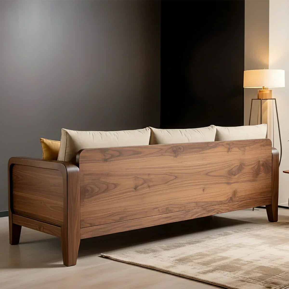 Solid Wood Cotton Fabric Sofa – Modern Minimalist Design - Rustiracraft 