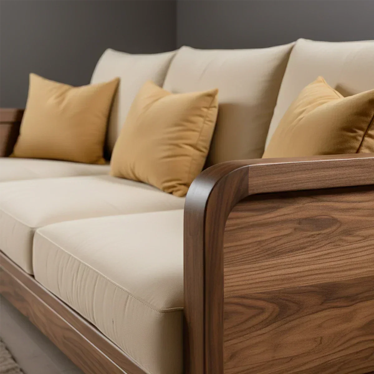 Solid Wood Cotton Fabric Sofa – Modern Minimalist Design - Rustiracraft 