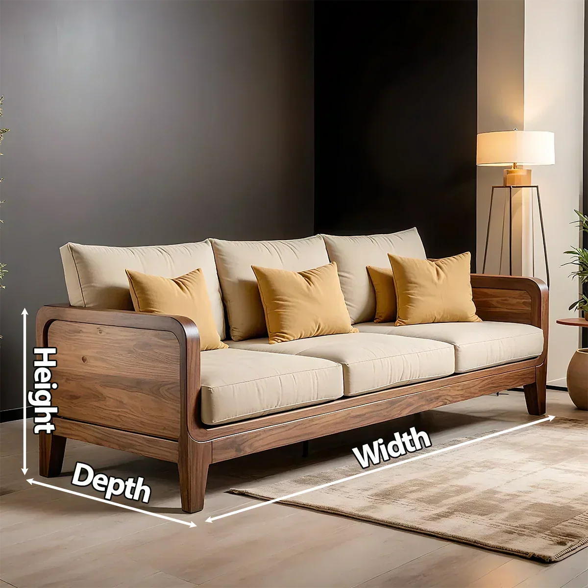 Solid Wood Cotton Fabric Sofa – Modern Minimalist Design - Rustiracraft 