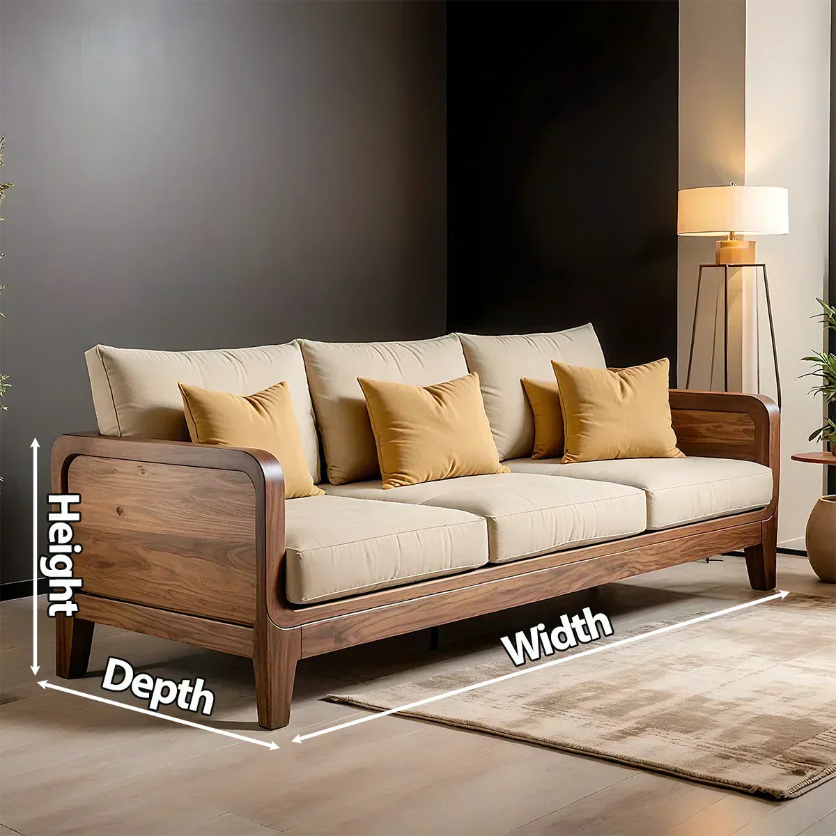 Solid Wood Cotton Fabric Sofa – Modern Minimalist Design - Rustiracraft