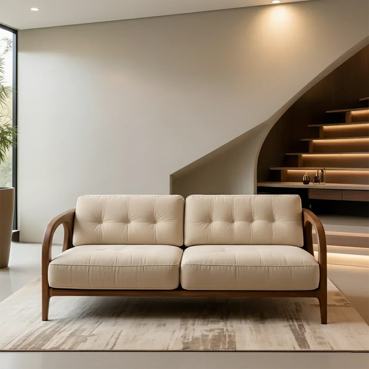 Solid Wood Cotton Fabric Sofa – Modern Rustic Design - Rustiracraft 