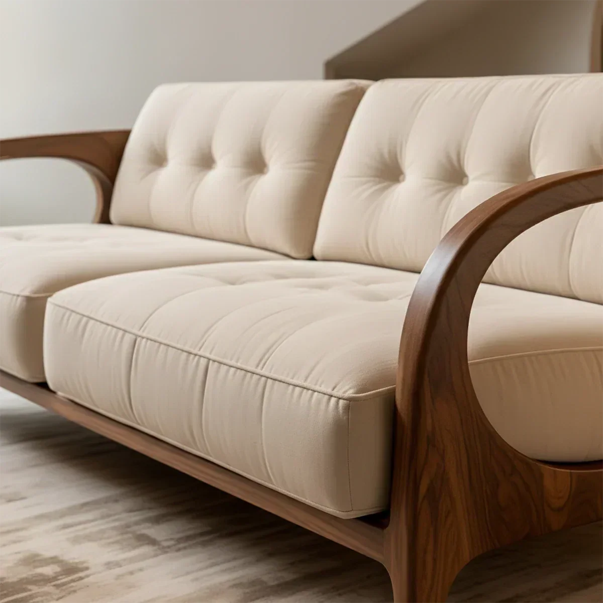 Solid Wood Cotton Fabric Sofa – Modern Rustic Design - Rustiracraft 