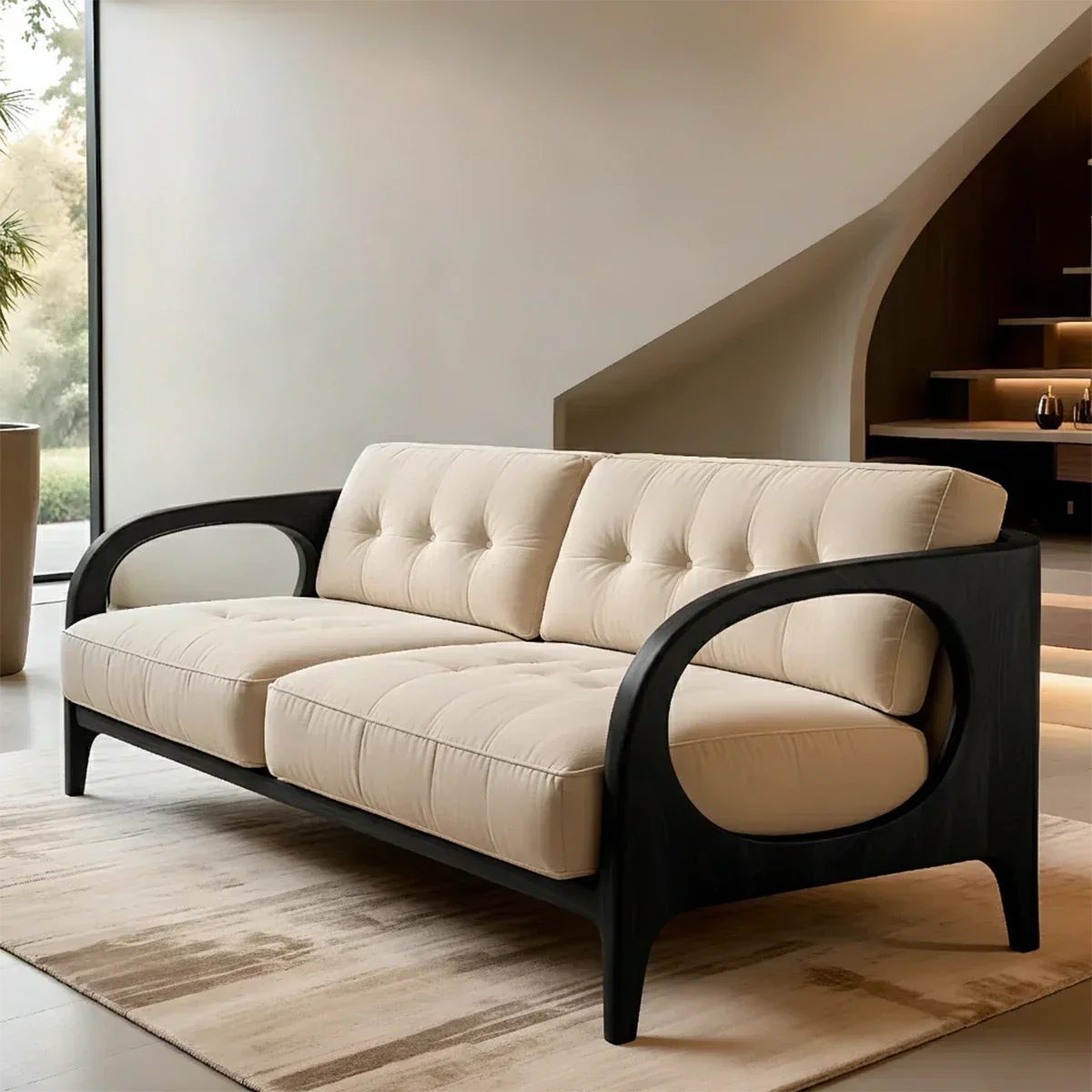 Solid Wood Cotton Fabric Sofa – Modern Rustic Design - Rustiracraft 