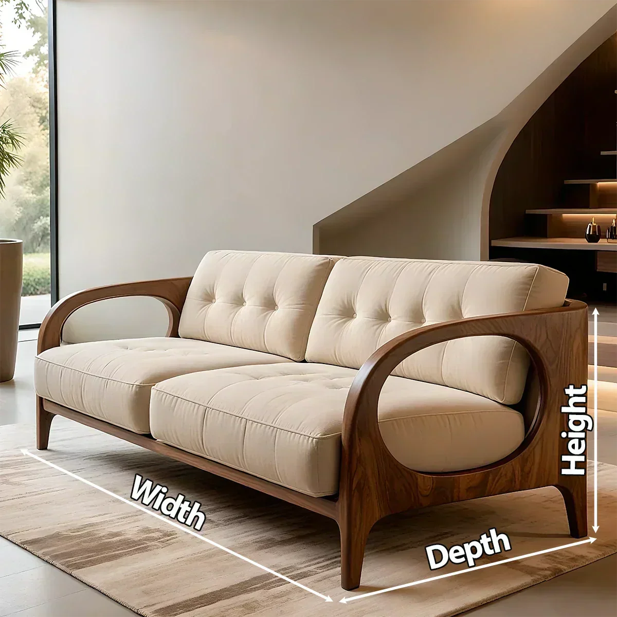 Solid Wood Cotton Fabric Sofa – Modern Rustic Design - Rustiracraft