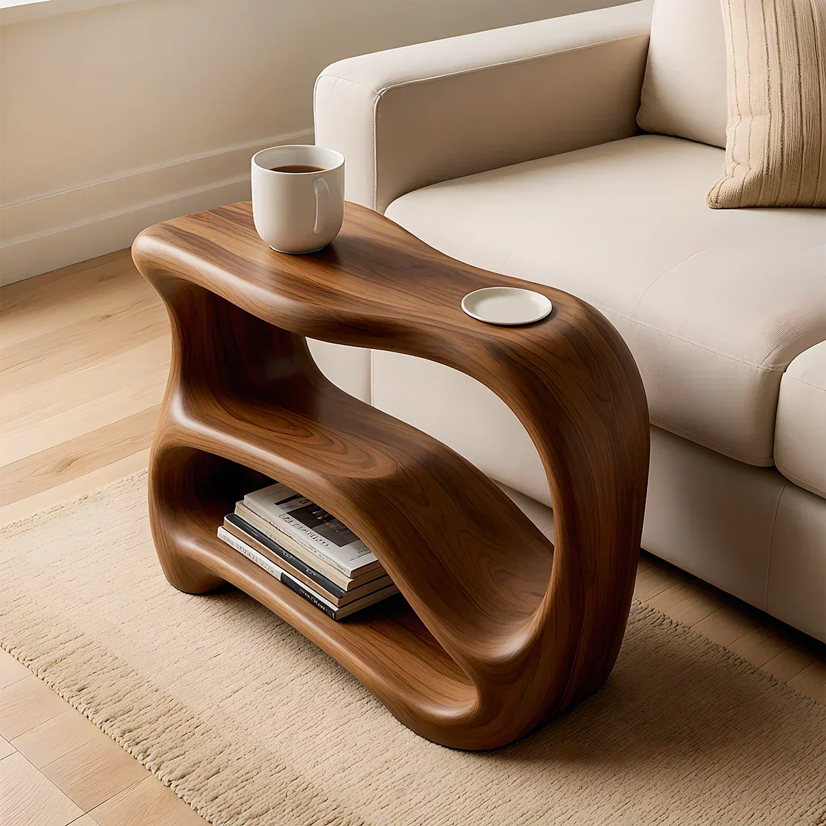 Solid Wood End Table – Fluid Rustic Serenity - Rustiracraft 