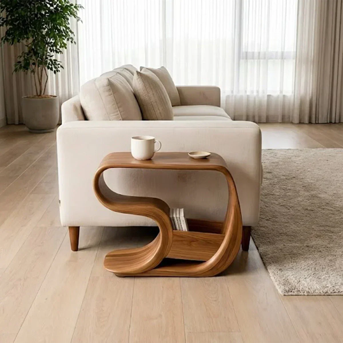 Solid Wood End Table – Modern Rustic Flow - Rustiracraft 
