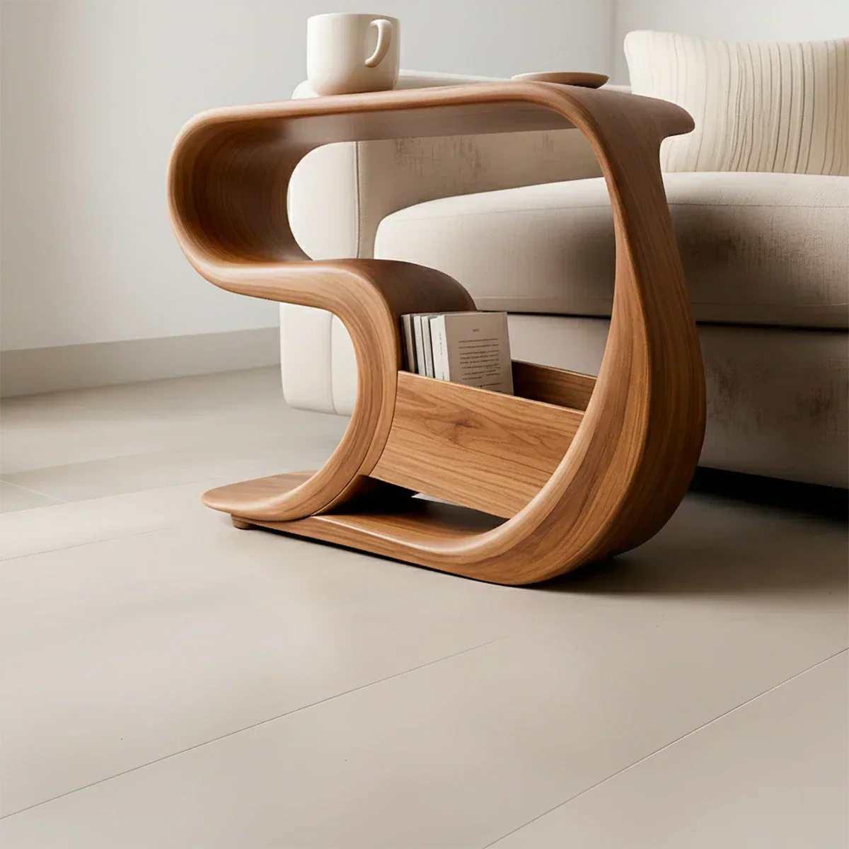 Solid Wood End Table – Modern Rustic Flow - Rustiracraft 