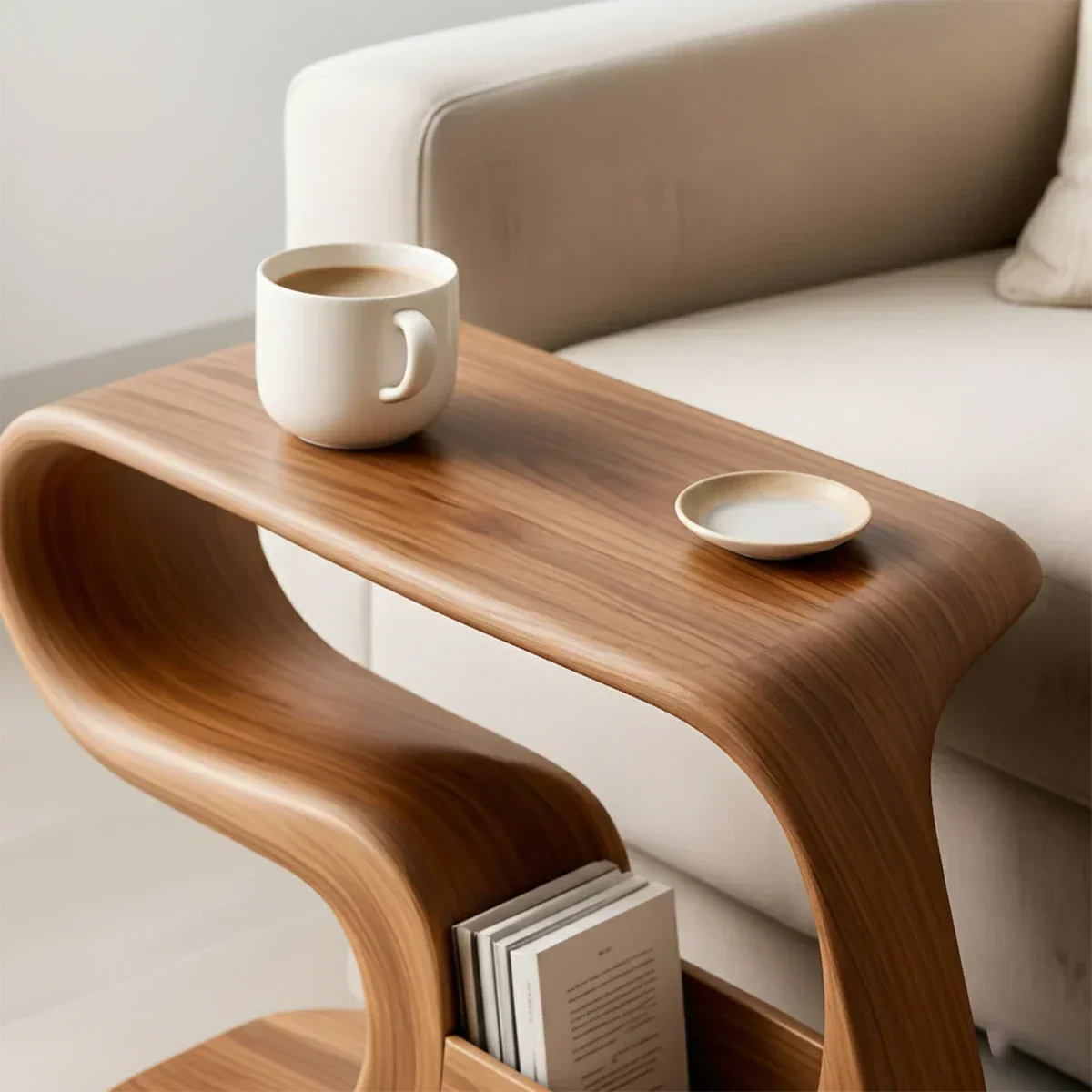 Solid Wood End Table – Modern Rustic Flow - Rustiracraft 