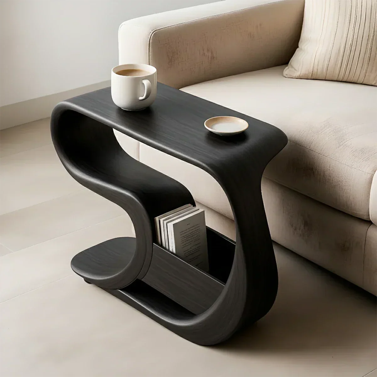 Solid Wood End Table – Modern Rustic Flow - Rustiracraft 