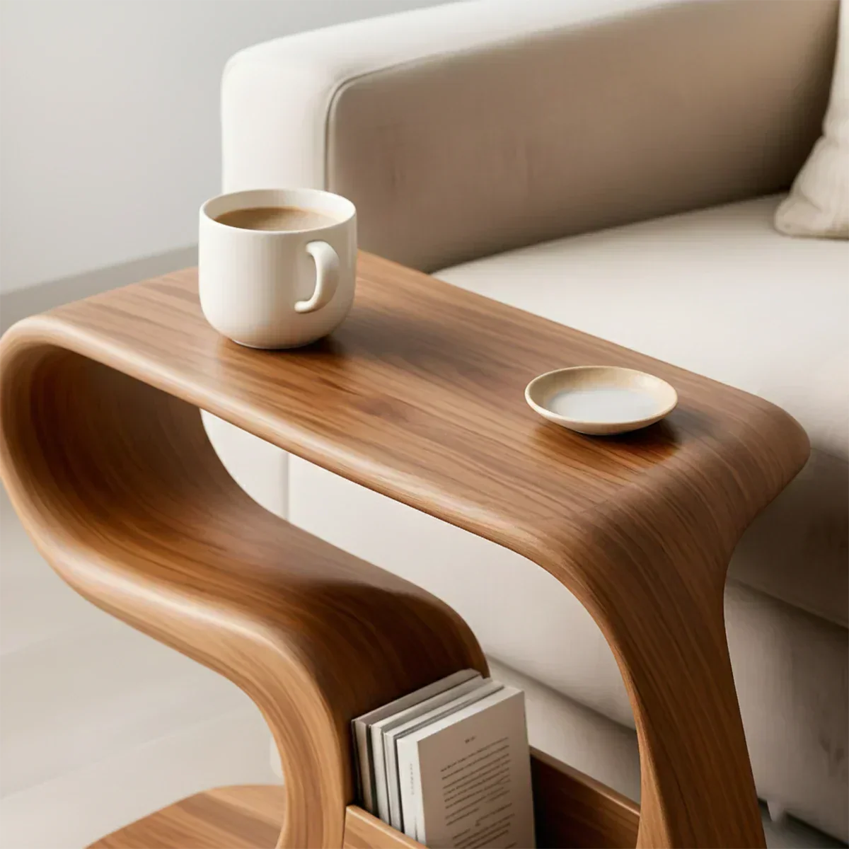 Solid Wood End Table – Modern Rustic Flow - Rustiracraft