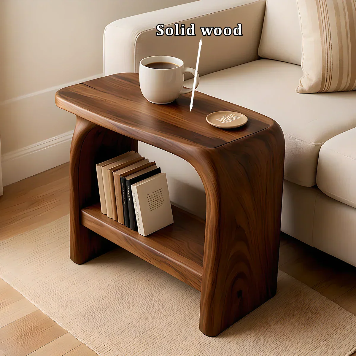 Solid Wood End Table – Modern Sculptural Flowform - Rustiracraft 