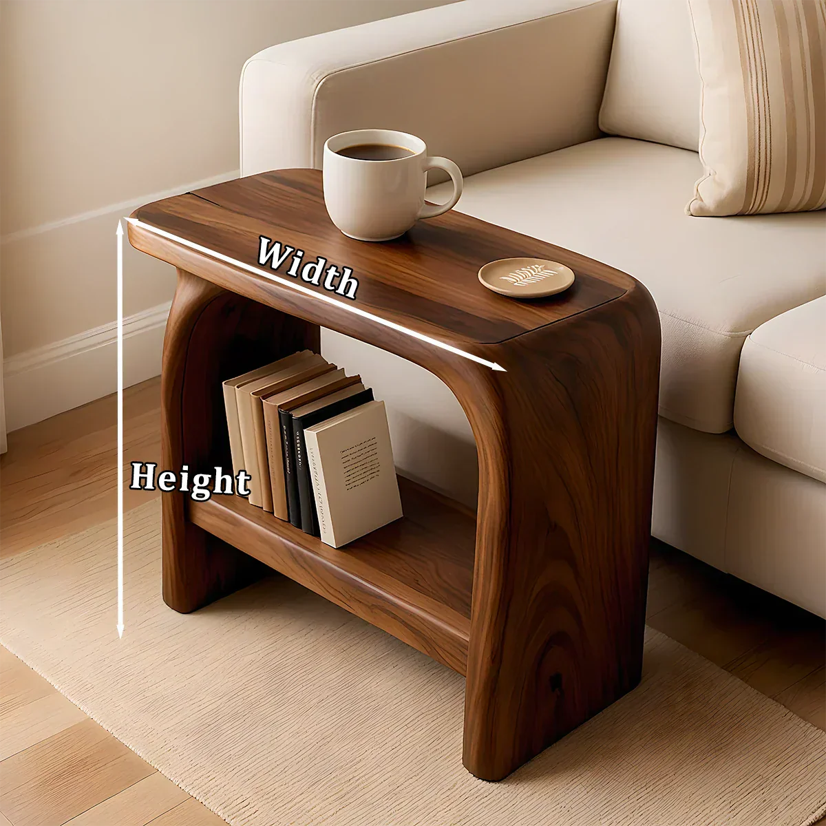 Solid Wood End Table – Modern Sculptural Flowform - Rustiracraft 