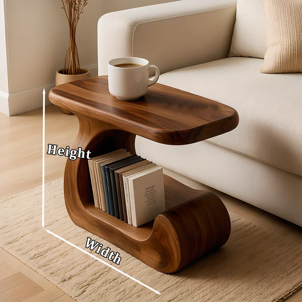 Solid Wood End Table – Modern Sculptural Flowform - Rustiracraft 