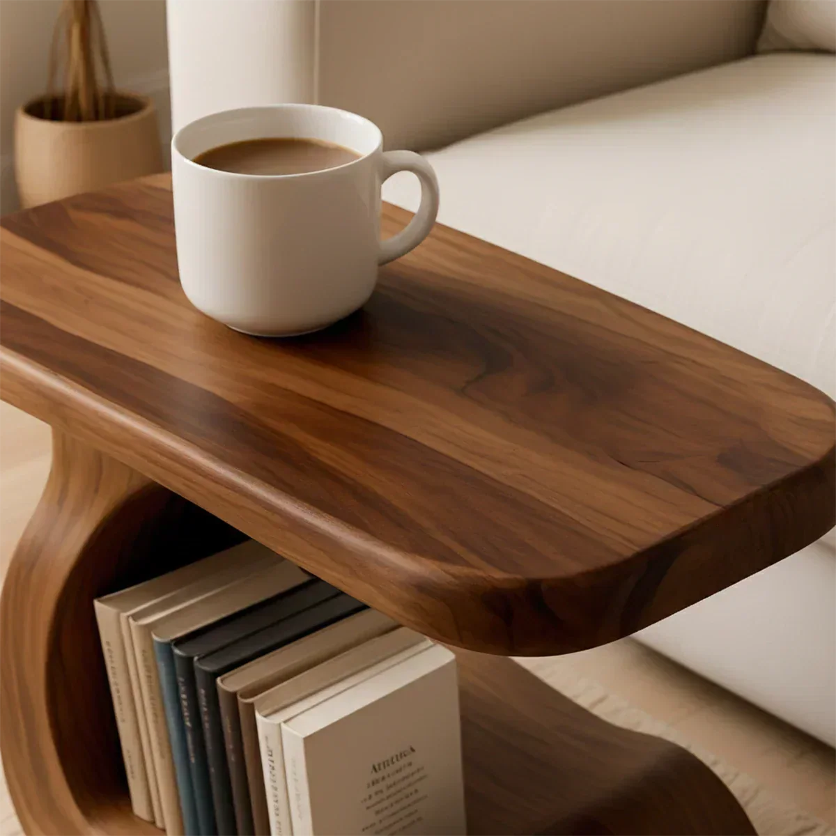Solid Wood End Table – Modern Sculptural Flowform - Rustiracraft