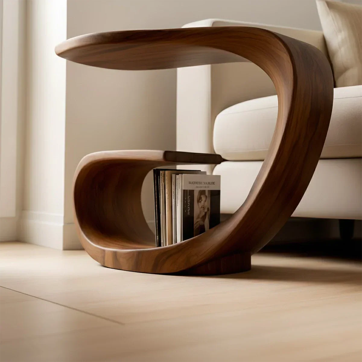 Solid Wood End Table – Sculptural Rustic Elegance - Rustiracraft 