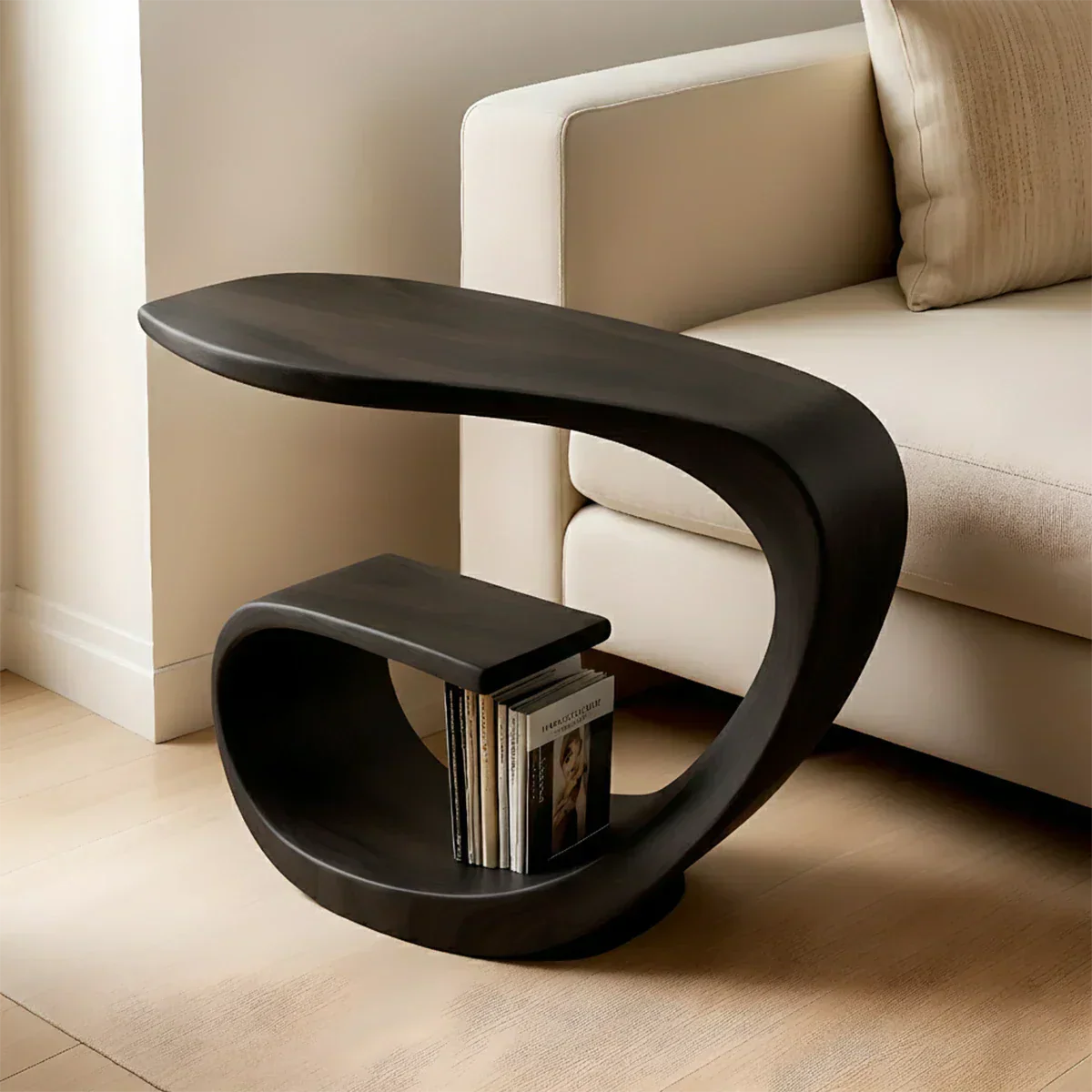 Solid Wood End Table – Sculptural Rustic Elegance - Rustiracraft 