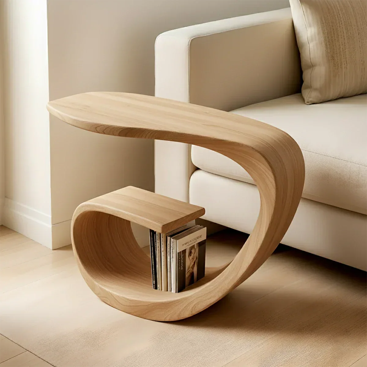 Solid Wood End Table – Sculptural Rustic Elegance - Rustiracraft 