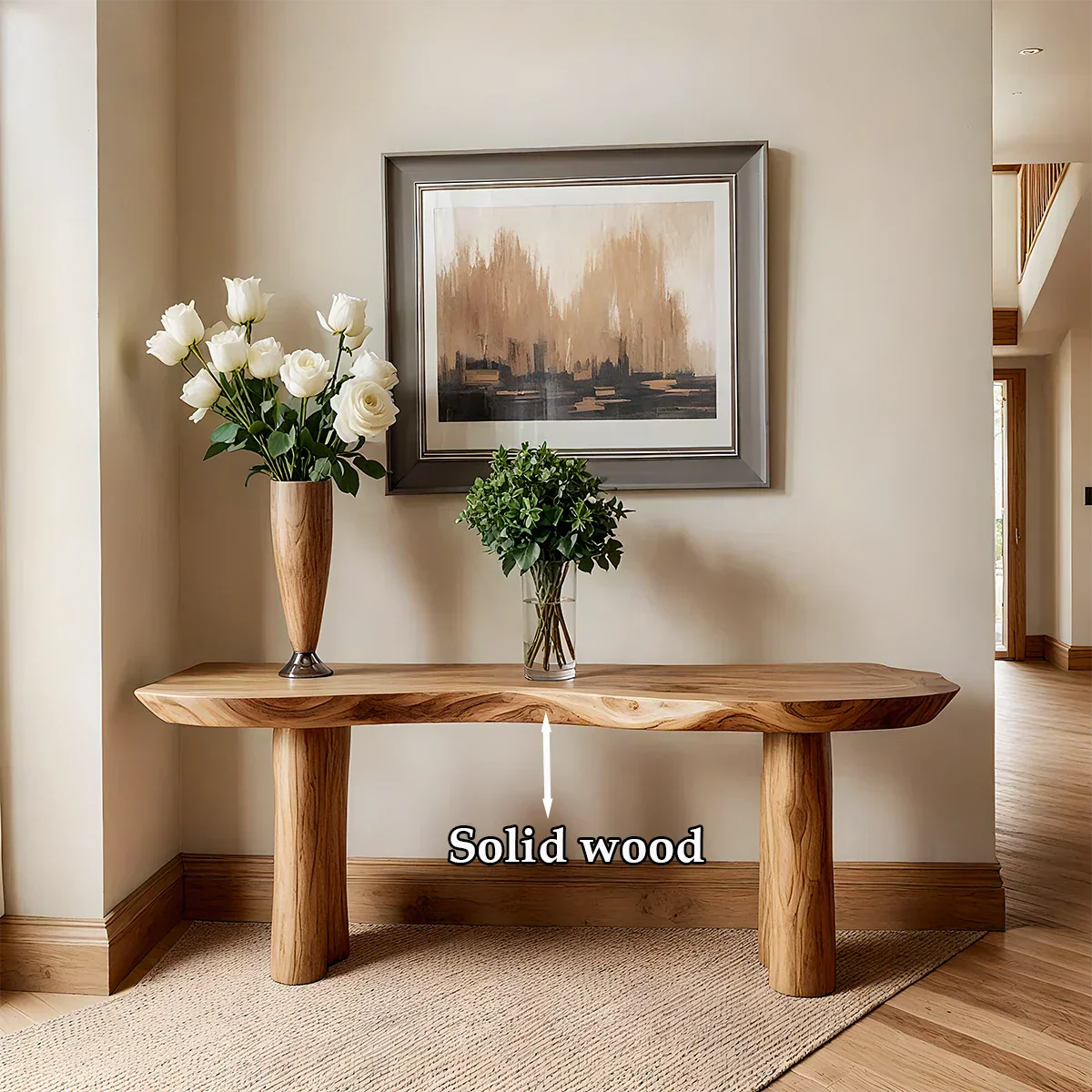 Solid Wood Entry Console Table with Rounded Log Legs - Rustiracraft