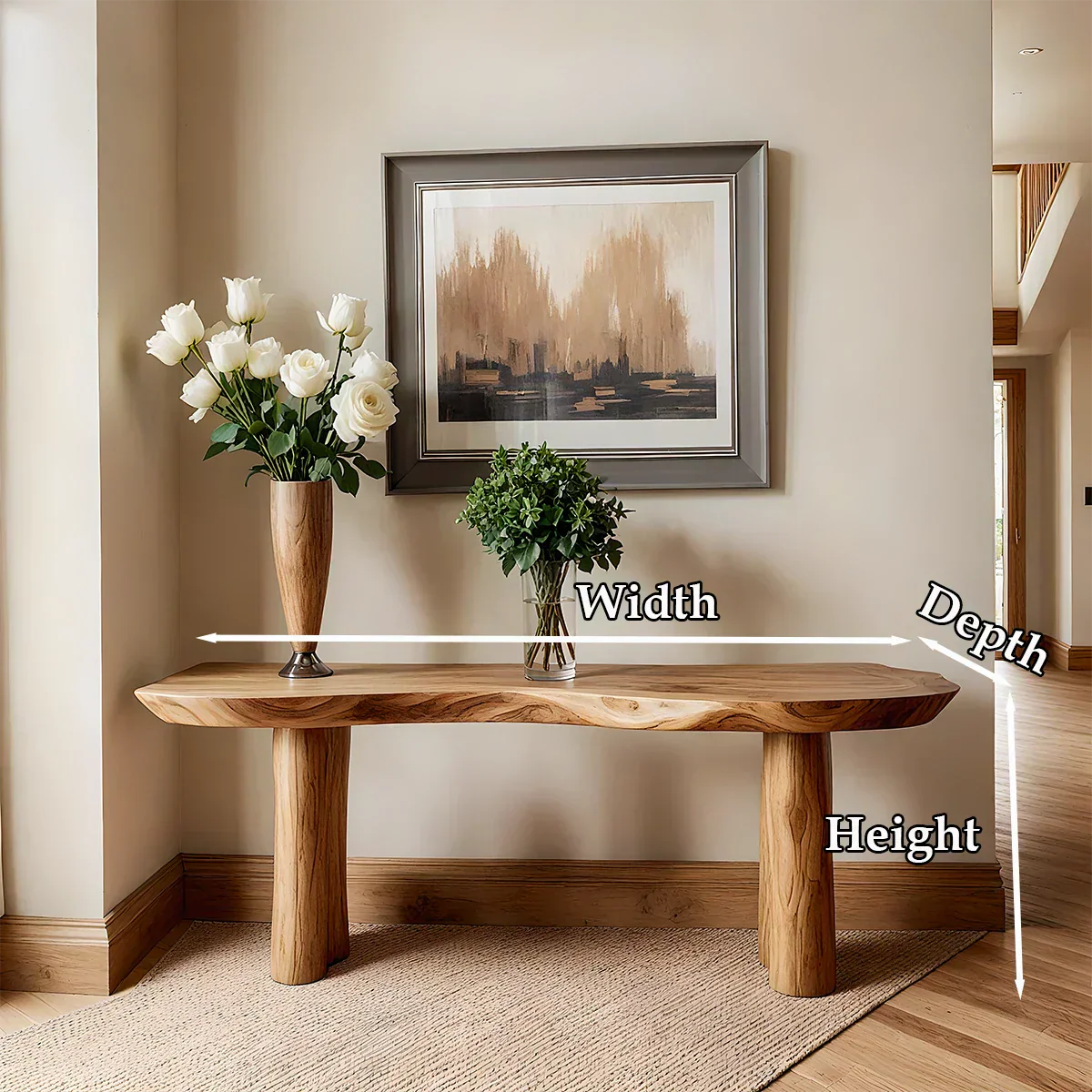 Solid Wood Entry Console Table with Rounded Log Legs - Rustiracraft