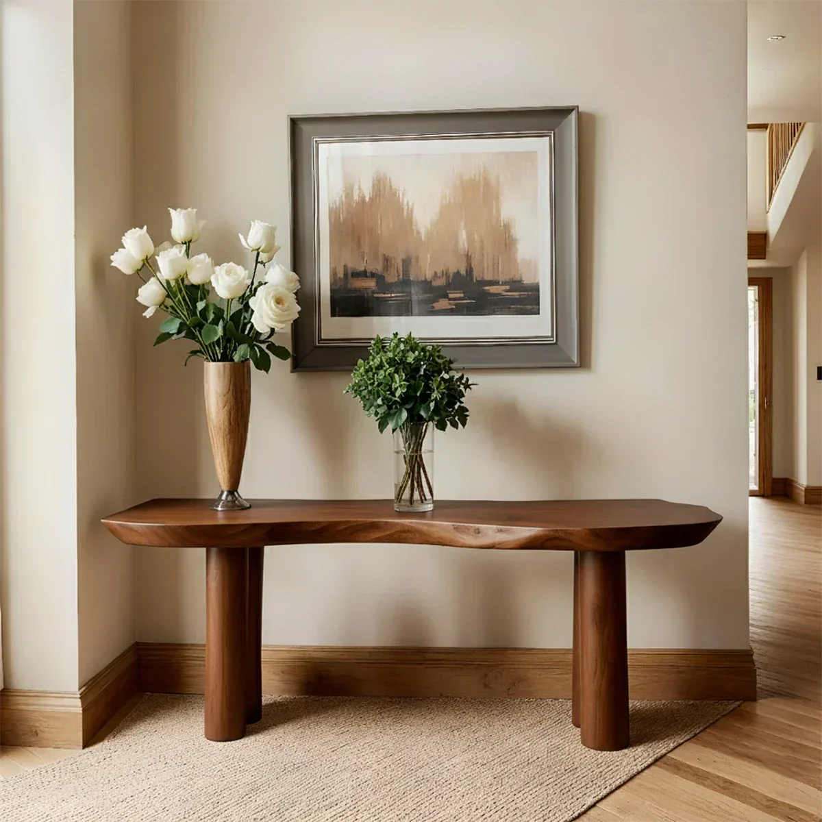 Solid Wood Entry Console Table with Rounded Log Legs - Rustiracraft