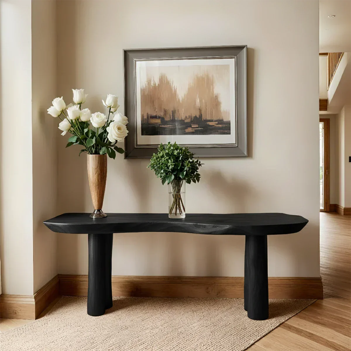 Solid Wood Entry Console Table with Rounded Log Legs - Rustiracraft