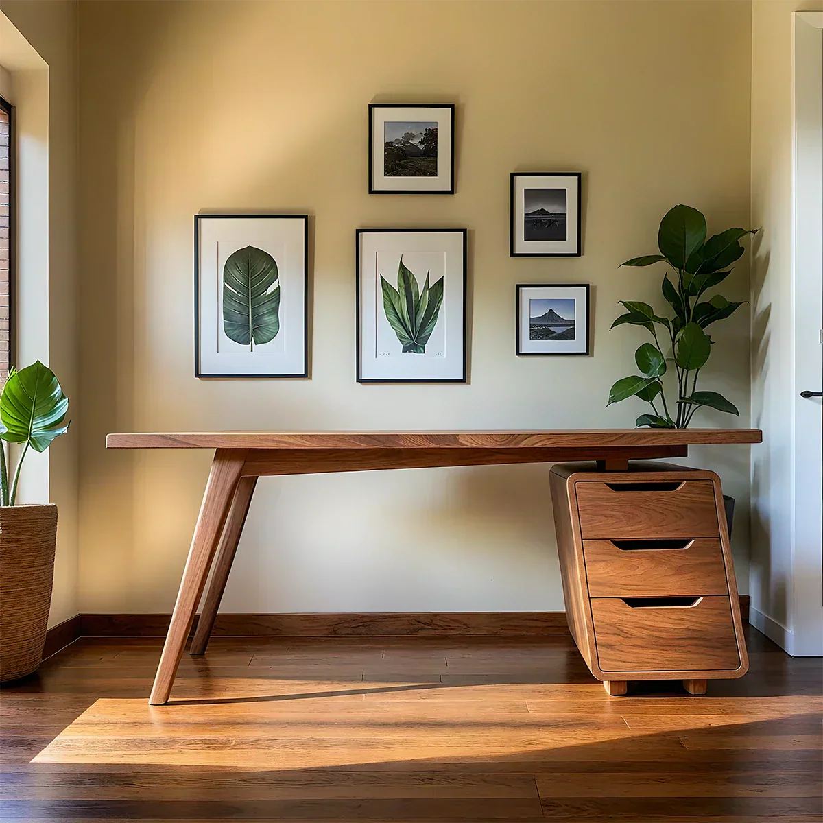 Solid Wood Modern Desk with Integrated Drawer Unit - Rustiracraft
