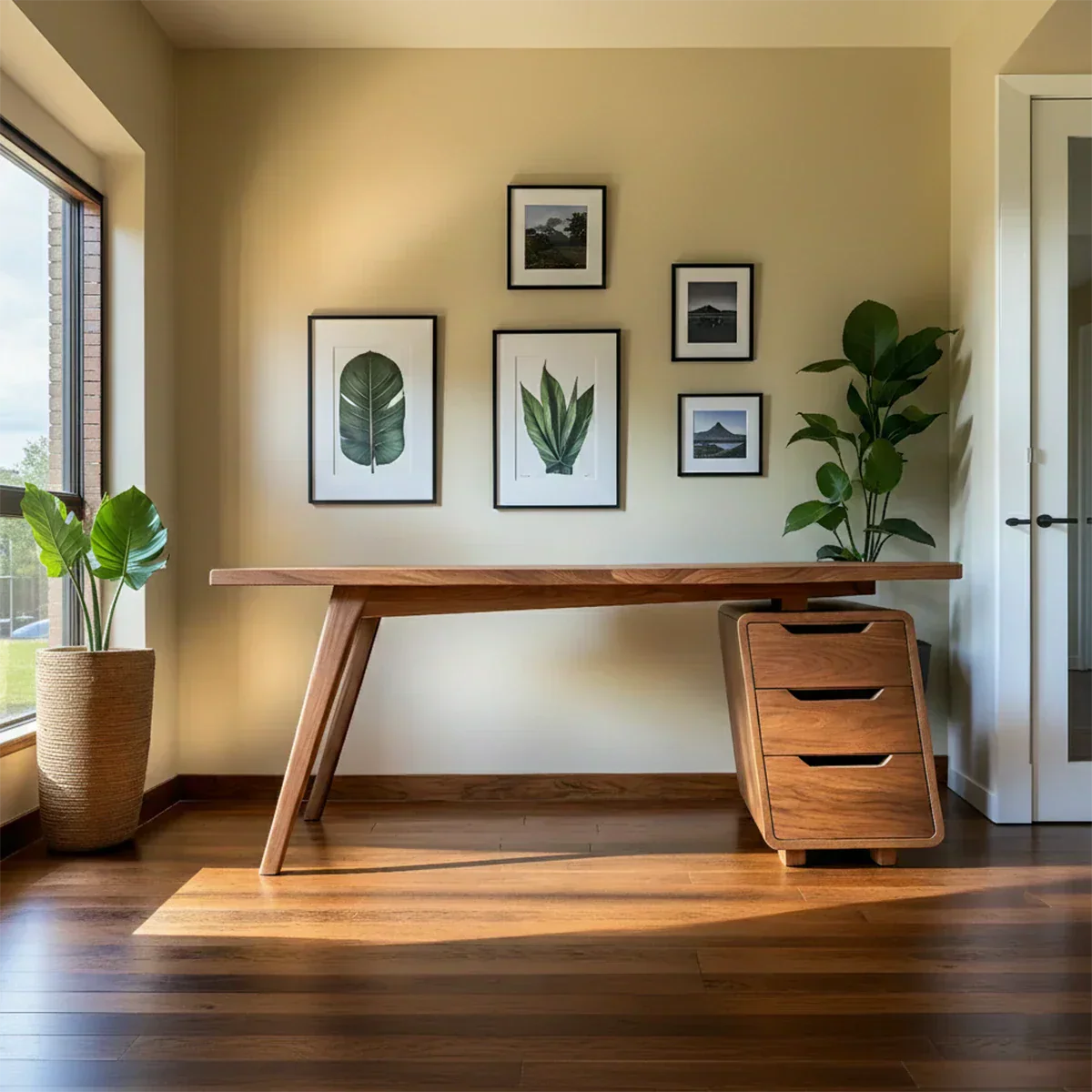 Solid Wood Modern Desk with Integrated Drawer Unit - Rustiracraft