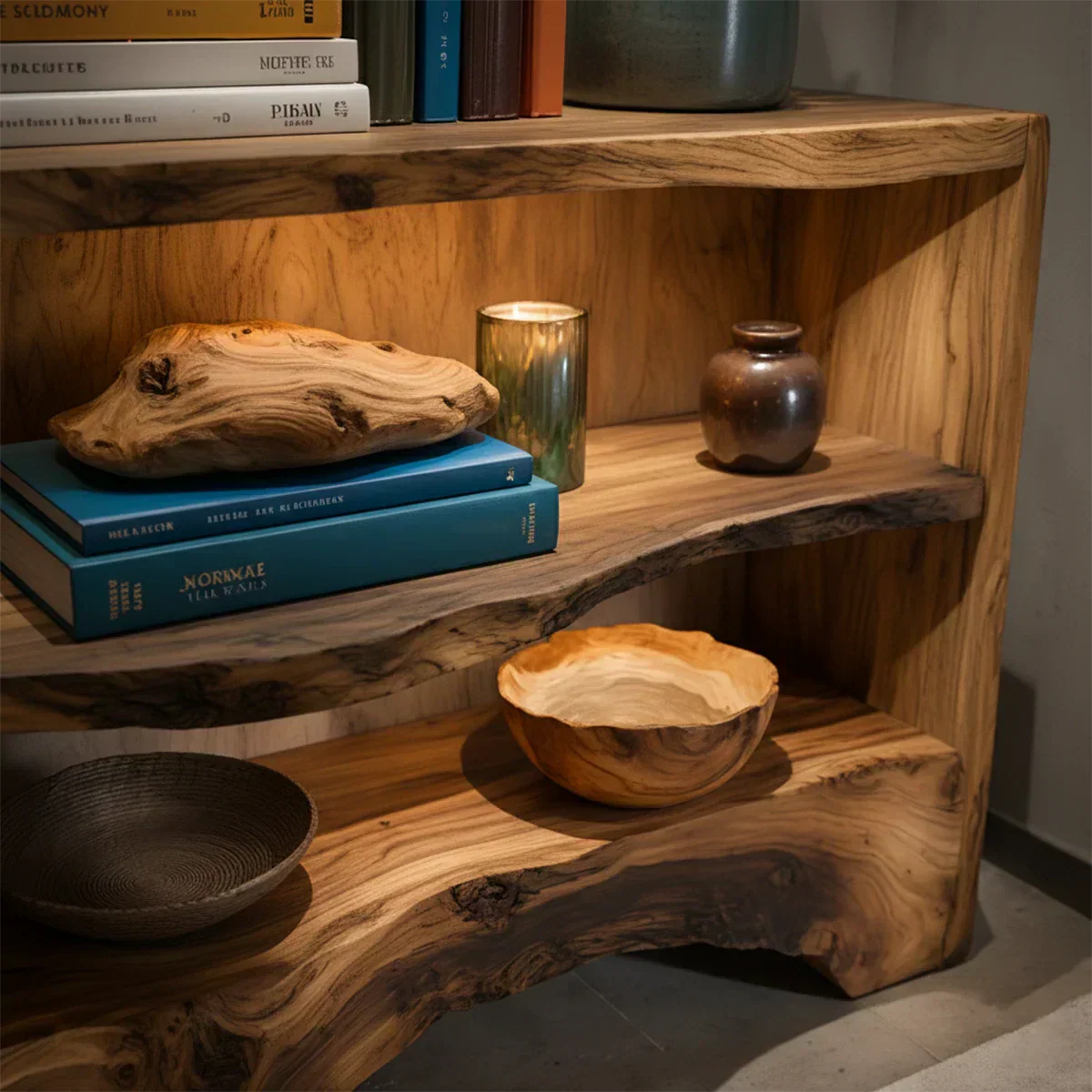 Solid Wood Nightstand – Natural Flow Design - Rustiracraft 