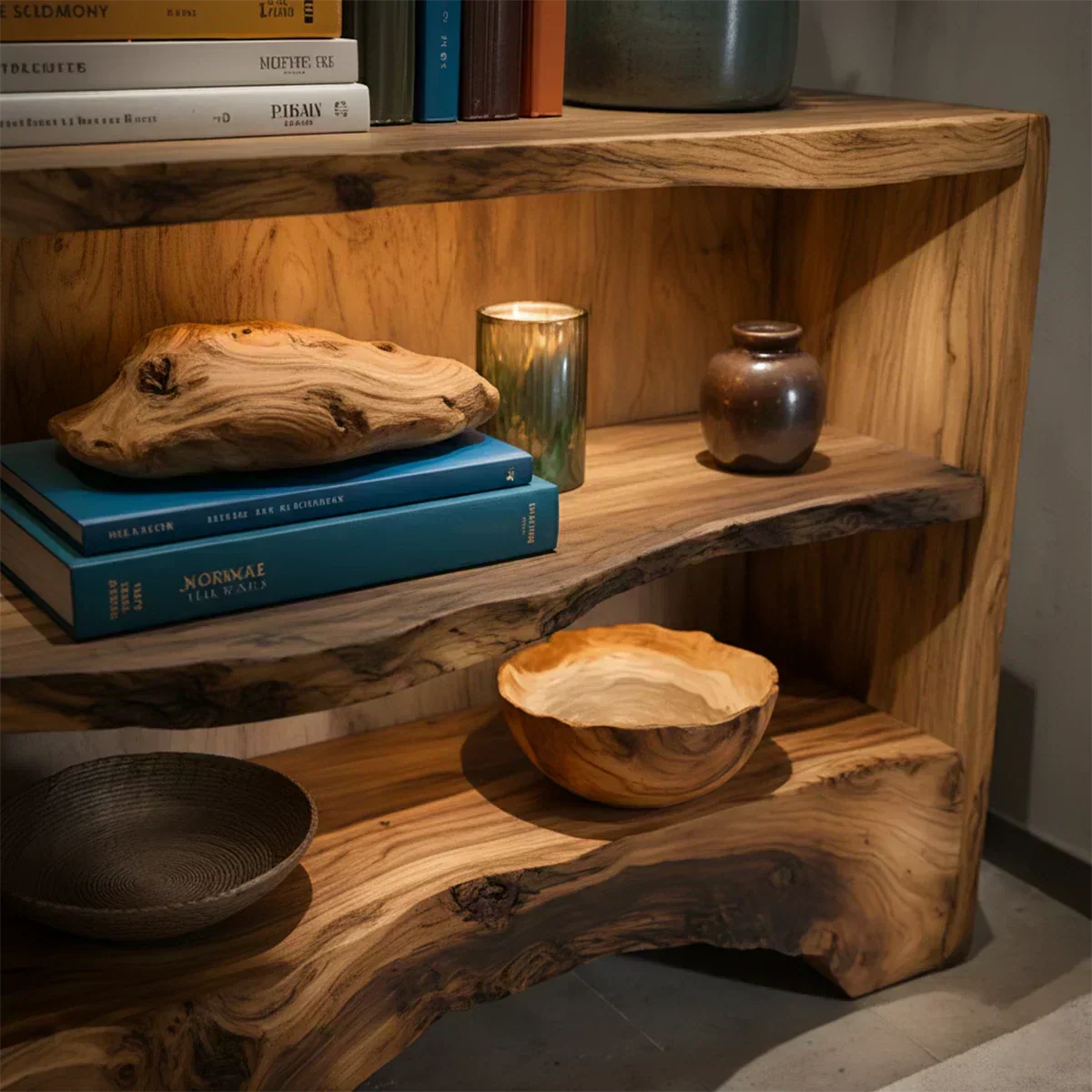 Solid Wood Nightstand – Natural Flow Design - Rustiracraft