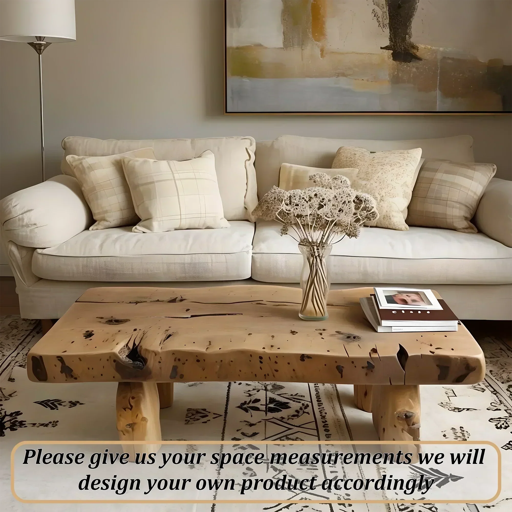 Solid Wood Sofa Coffee Table – Handmade Rustic Living Room Table - Rustiracraft 