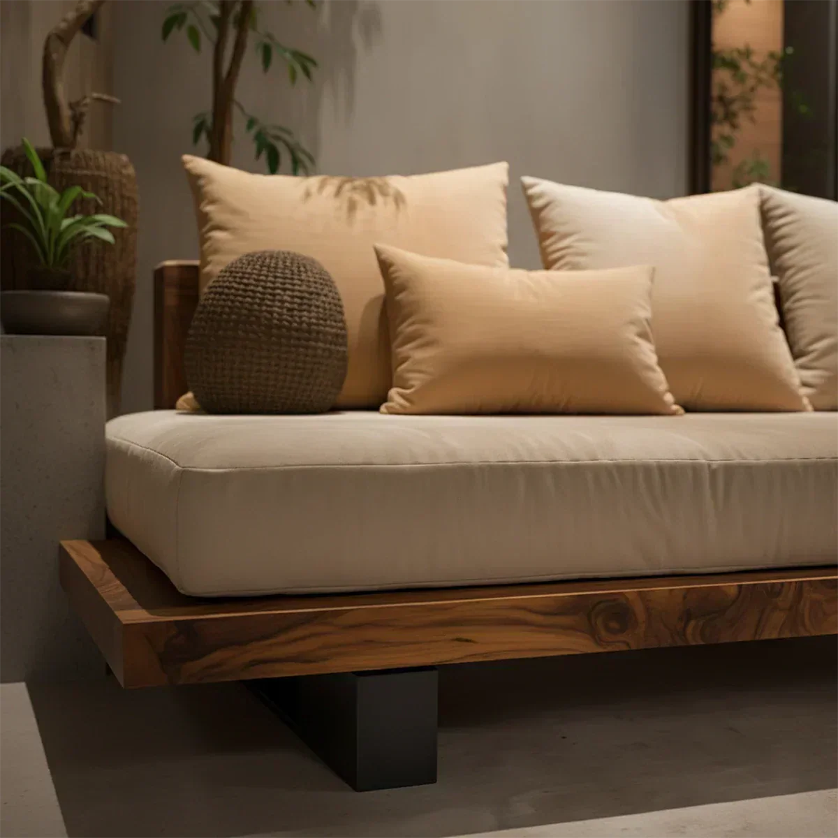 Solid Wood Sofa – Japandi Sanctuary of Calm - Rustiracraft 