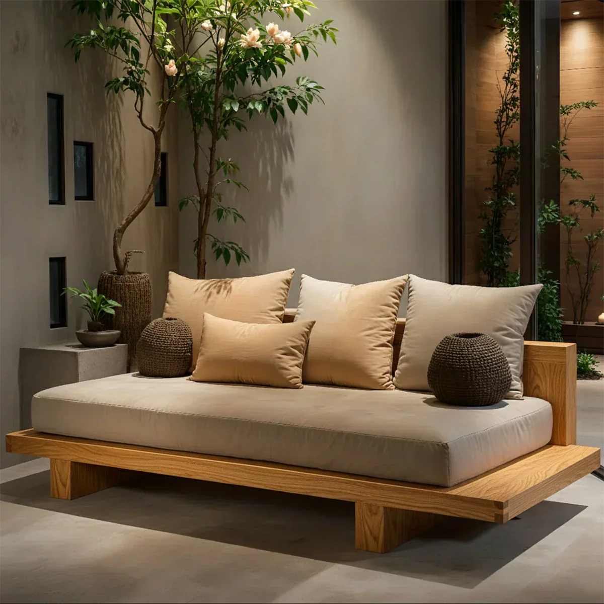 Solid Wood Sofa – Japandi Sanctuary of Calm - Rustiracraft 