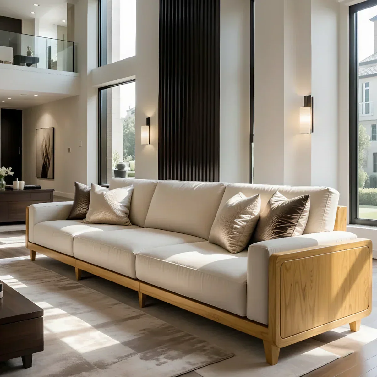 Solid Wood Sofa – Modern Minimalist Elegance - Rustiracraft 