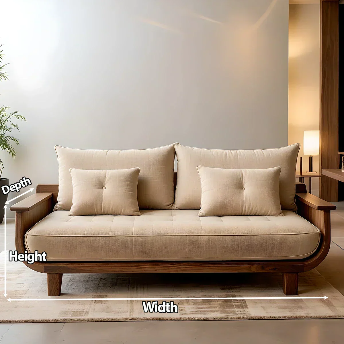 Solid Wood Sofa – Scandinavian Cotton Harmony - Rustiracraft 