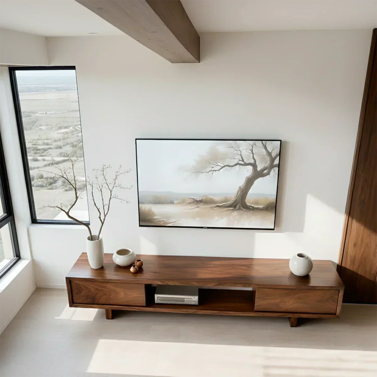Solid Wood TV Stand – Minimalist Linear Console - Rustiracraft