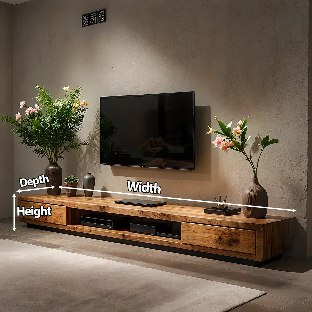 Solid Wood TV Stand – Modern Architectural Block Design - Rustiracraft 