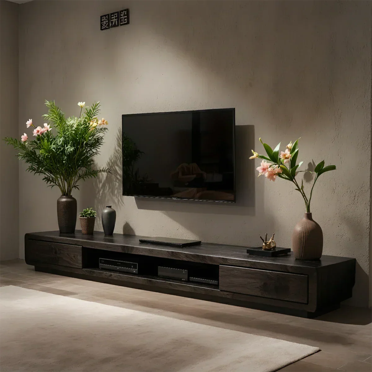 Solid Wood TV Stand – Modern Architectural Block Design - Rustiracraft 