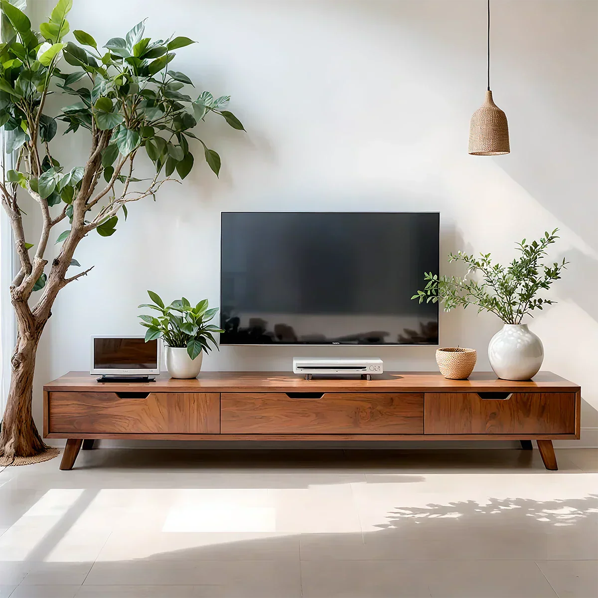 Solid Wood TV Stand – Modern Minimalist Architectural Design - Rustiracraft 