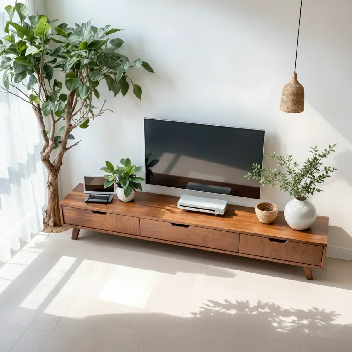 Solid Wood TV Stand – Modern Minimalist Architectural Design - Rustiracraft 
