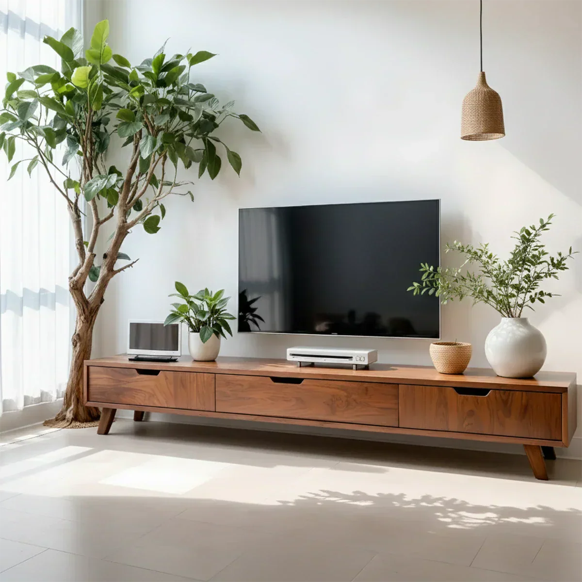 Solid Wood TV Stand – Modern Minimalist Architectural Design - Rustiracraft 