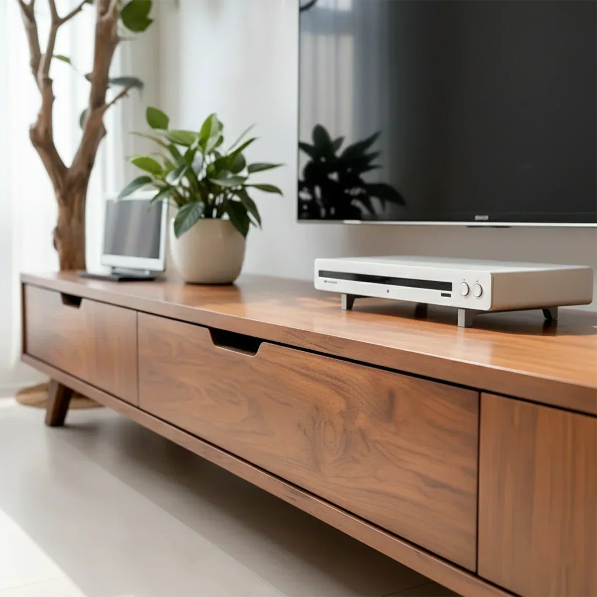 Solid Wood TV Stand – Modern Minimalist Architectural Design - Rustiracraft 