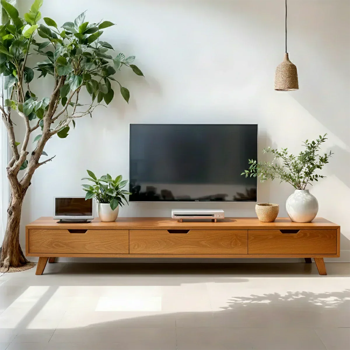 Solid Wood TV Stand – Modern Minimalist Architectural Design - Rustiracraft 