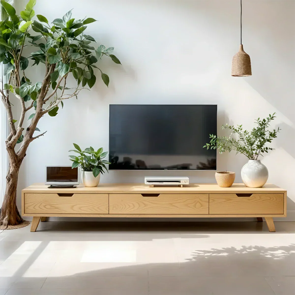 Solid Wood TV Stand – Modern Minimalist Architectural Design - Rustiracraft 