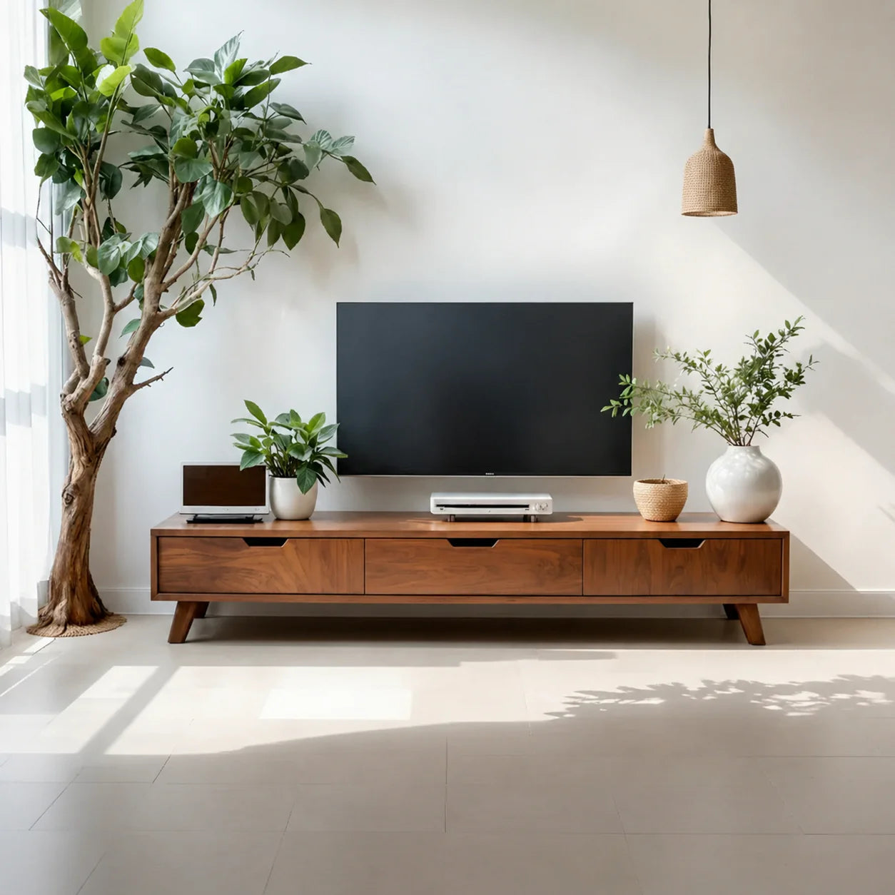 Solid Wood TV Stand – Modern Minimalist Architectural Design - Rustiracraft