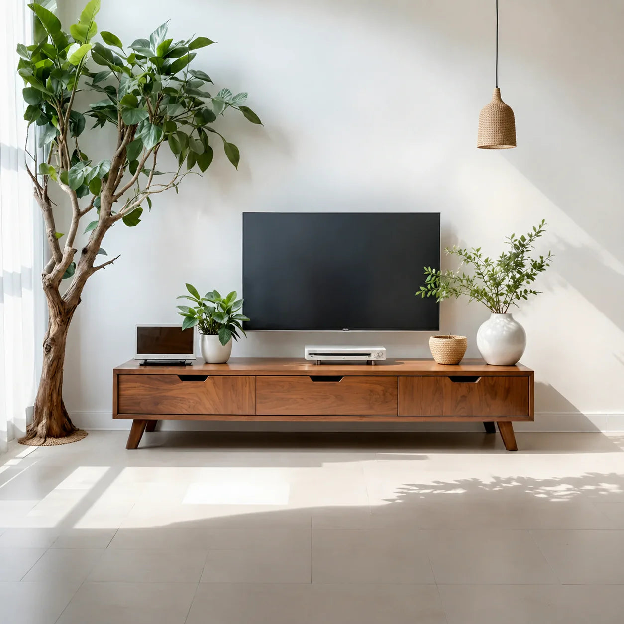 Solid Wood TV Stand – Modern Minimalist Architectural Design - Rustiracraft