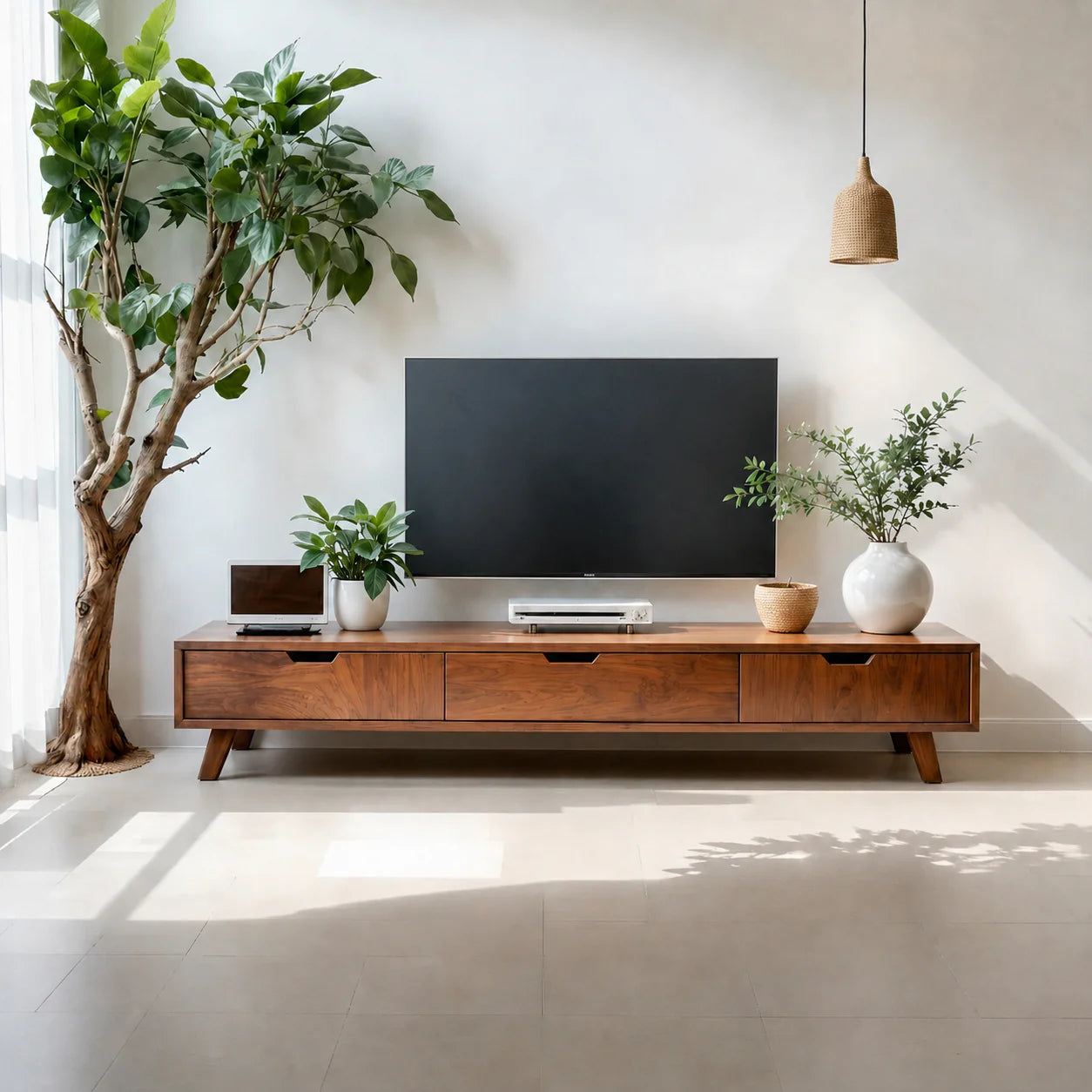 Solid Wood TV Stand – Modern Minimalist Architectural Design - Rustiracraft