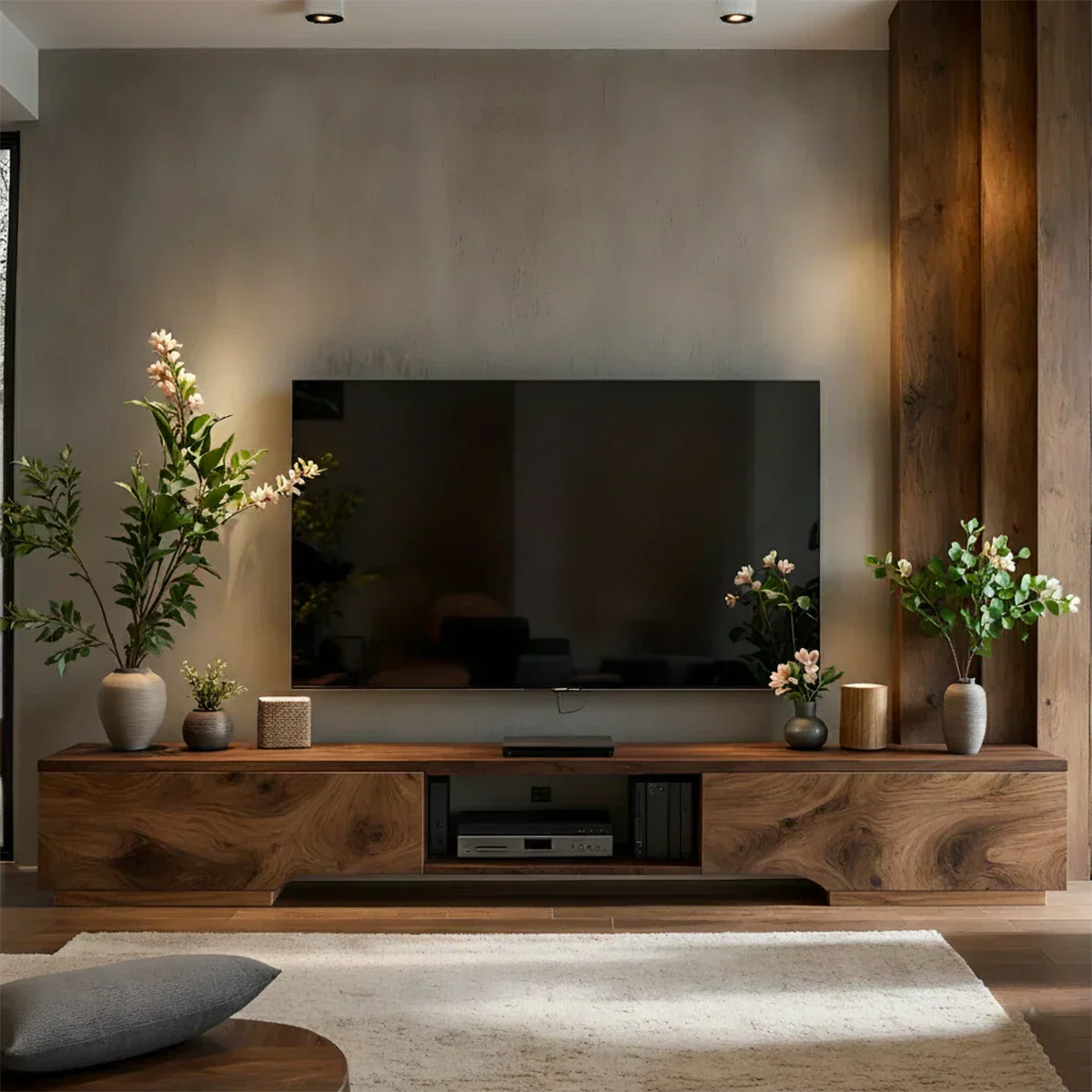 Solid Wood TV Stand – Modern Wabi Sabi Media Console - Rustiracraft 
