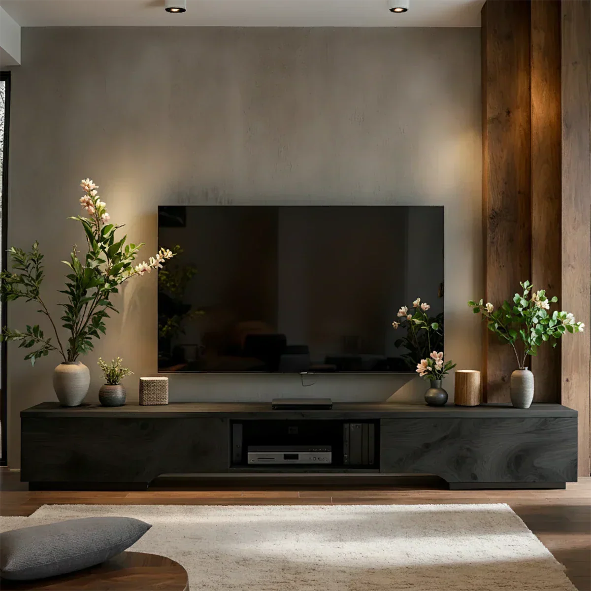 Solid Wood TV Stand – Modern Wabi Sabi Media Console - Rustiracraft 