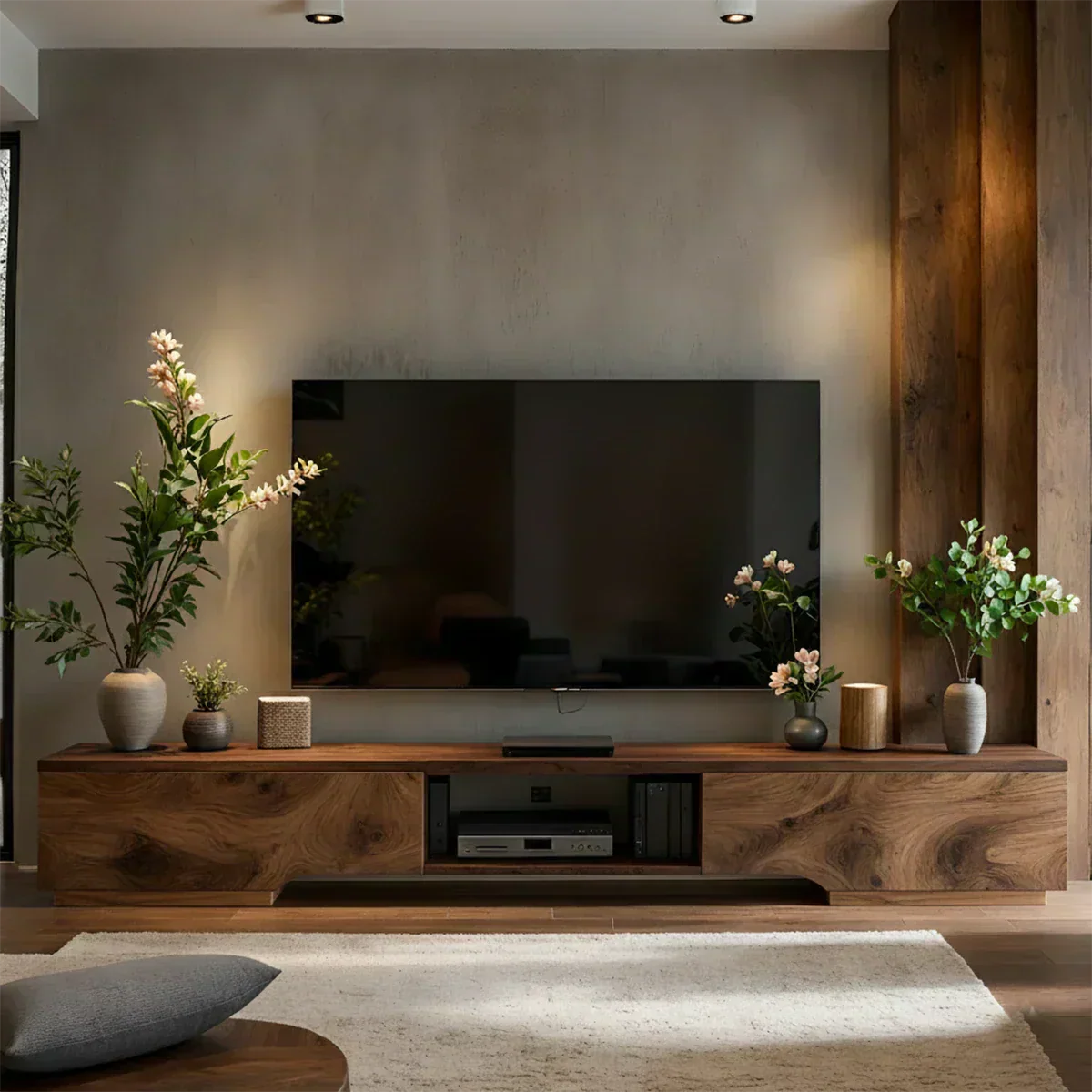 Solid Wood TV Stand – Modern Wabi Sabi Media Console - Rustiracraft