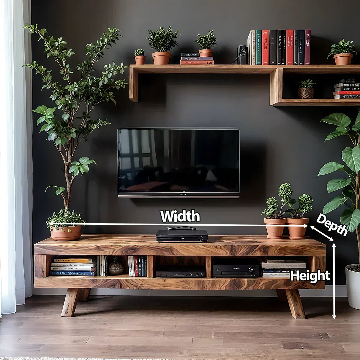Solid Wood TV Stand – Scandinavian Modern Open-Shelf Design - Rustiracraft 